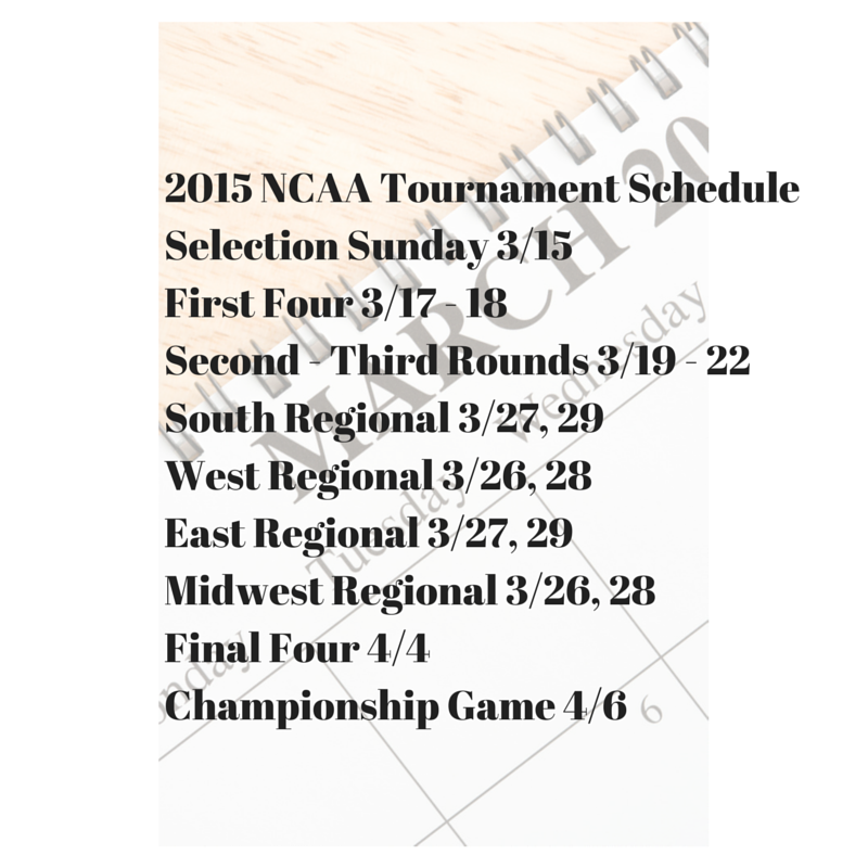NCAA, 2015 March Madness, Tournament Schedule, Basketball, College Hoops
